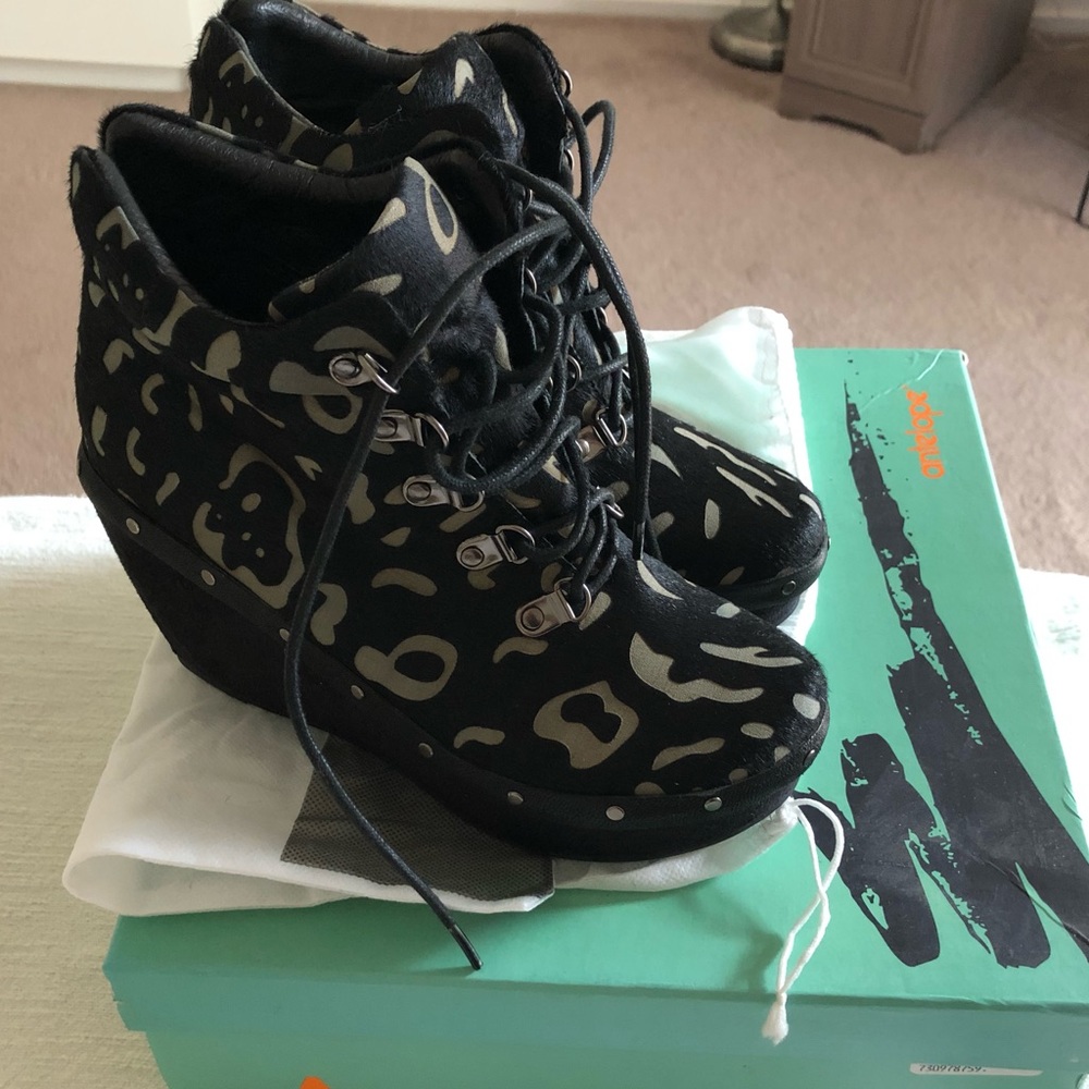 Beautiful genuine leather and calf skin booties